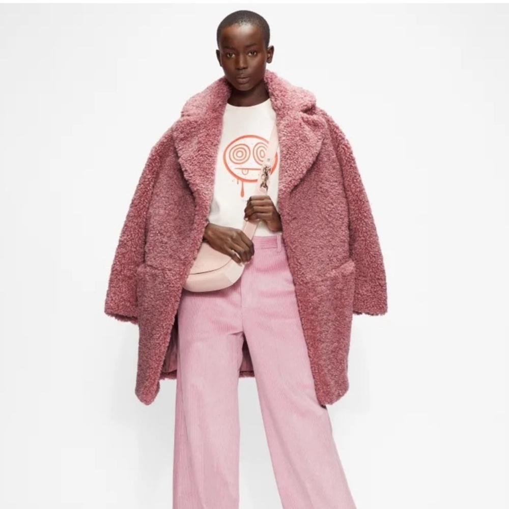 NWT Size 1 Ted Baker Kayyti Faux Fur Coat Rose Pink